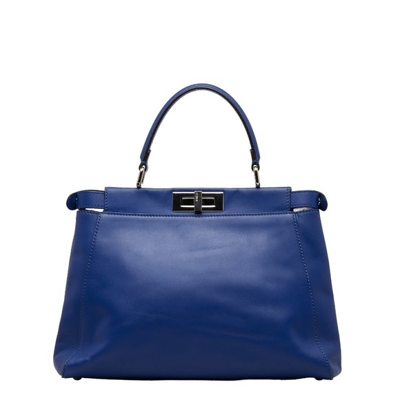 Fendi Peekaboo Monster Eyes Handbag Shoulder Bag 2way Navy Leather - Picture 3 of 8